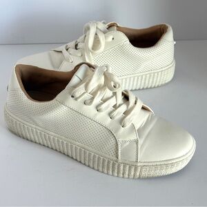 Steve Madden Women’s Toliver White Lace-Up Sneakers Shoes Size 9
